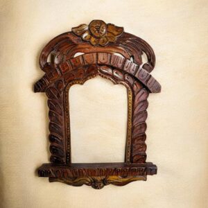 NAVKAR HANDICRAFT Wooden Jharokha Wall Hanging | 12x16 Inch Traditional Indian Window Frame | Handcrafted Antique Copper Finish Home Decor for Living Room, Entryway, Temple Wall Brand: NAVKAR HANDICRAFT